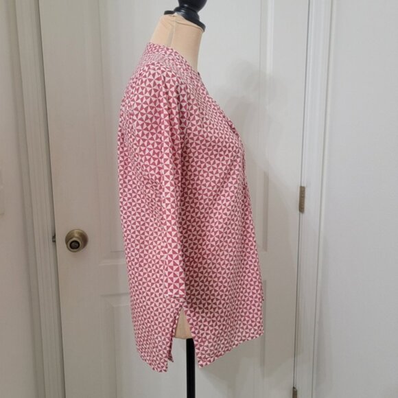Roberta Roller Rabbit Size XS Brick Red & White Geometric Pattern Blouse - Picture 5 of 13